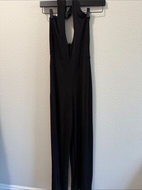 Nasty Gal Black Slinky Halter Wide Leg Jumpsuit Size 2